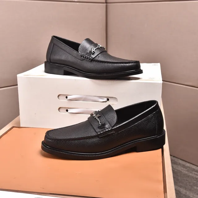 Versace Signature Loafer Black Pebbled Leather Loafers 8