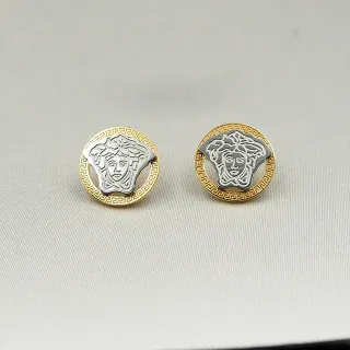 Versace 银金圆形耳钉 双色金属
