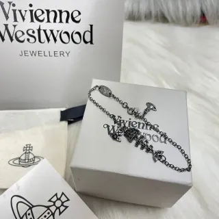 Vivienne Westwood Orb Charm Bracelet Silver Black Pavé-Studded Bracelet