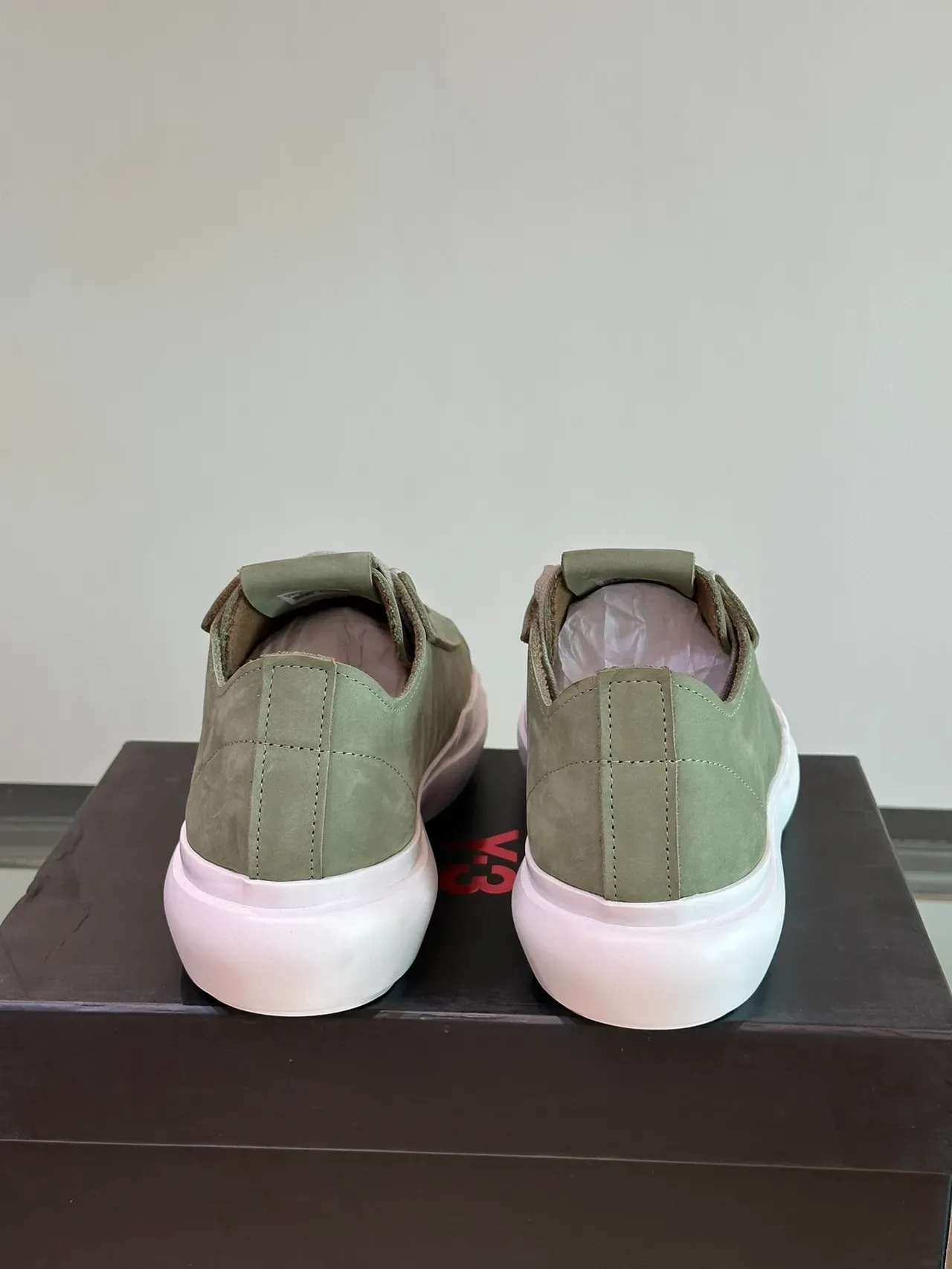 Y-3 Green White Suede Upper Layered Toe Cap Lifestyle Sneakers 4