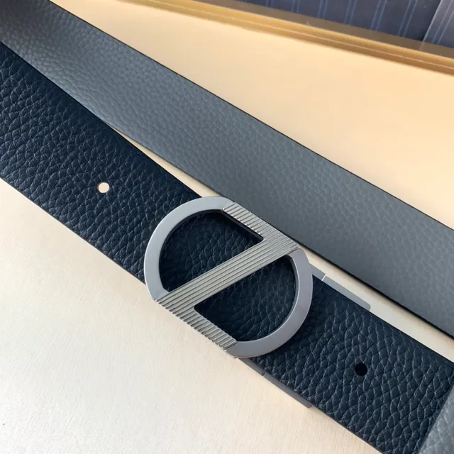 Zegna Black Gray Pebbled Two-Tone Leather Belt 2