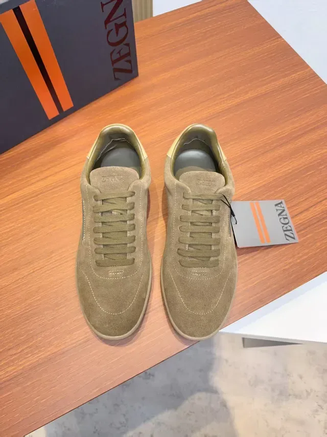 Zegna Olive Suede Low-Top Lifestyle Sneakers 5